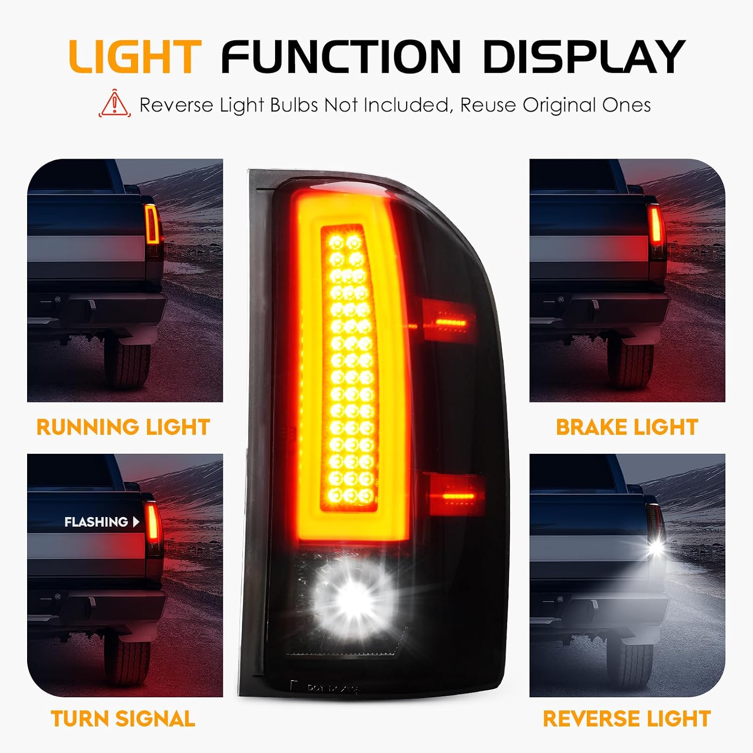 LED Tail Light Assembly + 3rd Brake Light Fit for Chevy Silverado 1500 2500 HD 3500 HD 2007-2014, for GMC Sierra 3500 HD 2008-2014 with Dual Wheel, Smoke Lens