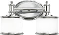 VAXCEL Carlisle 2-Light 13.75 inch Wide Chrome Transitional Bathroom Vanity Lighting Fixture, White Frosted Opal Glass Shade, Dimmable, LED Compatible, Reversible Over The Mirror Mounted Wall Sconce