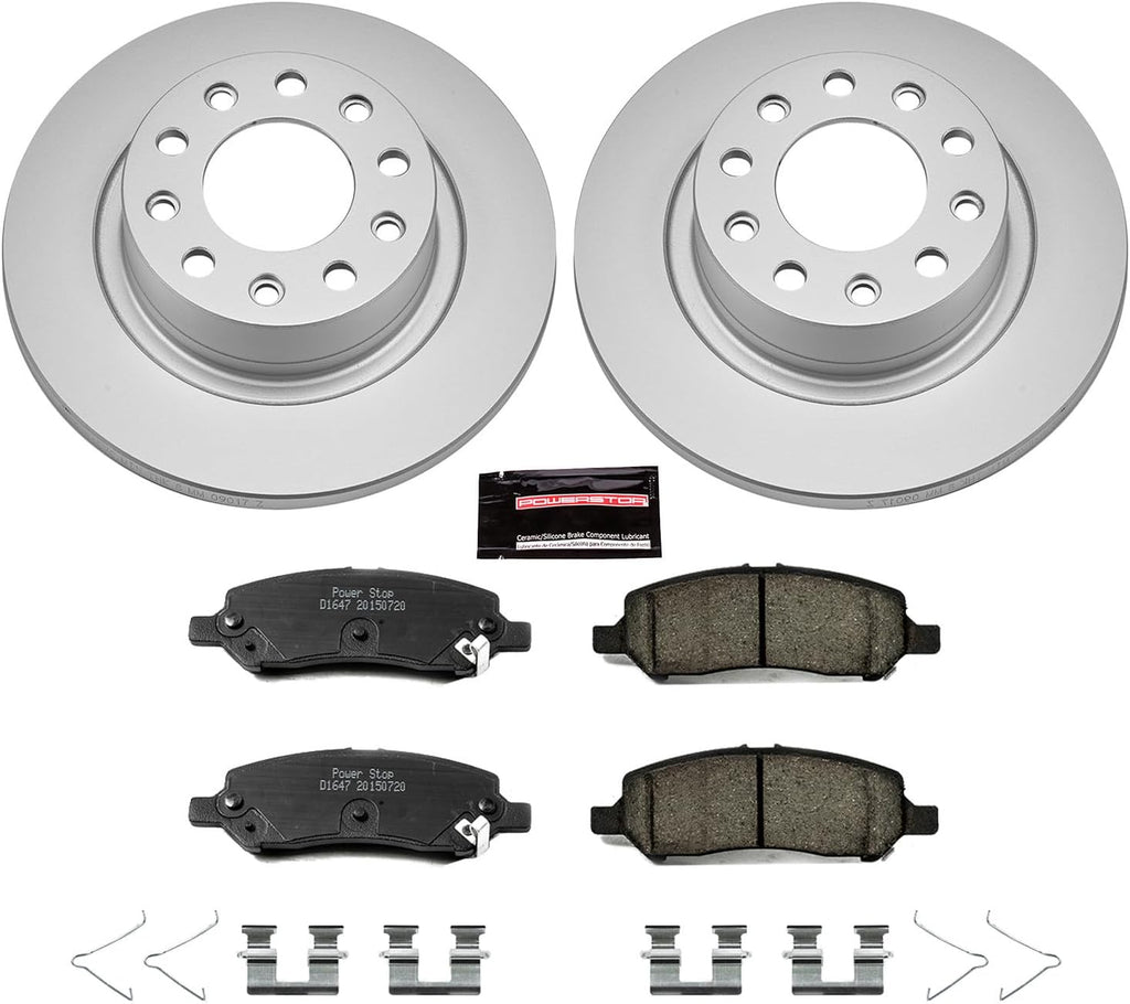 PowerStop Rear Brake Kit for Dodge Dart 2013-16 - Fully-Coated Disc Rotors with Z17 Ceramic Brake Pads Replacement, CRK6371
