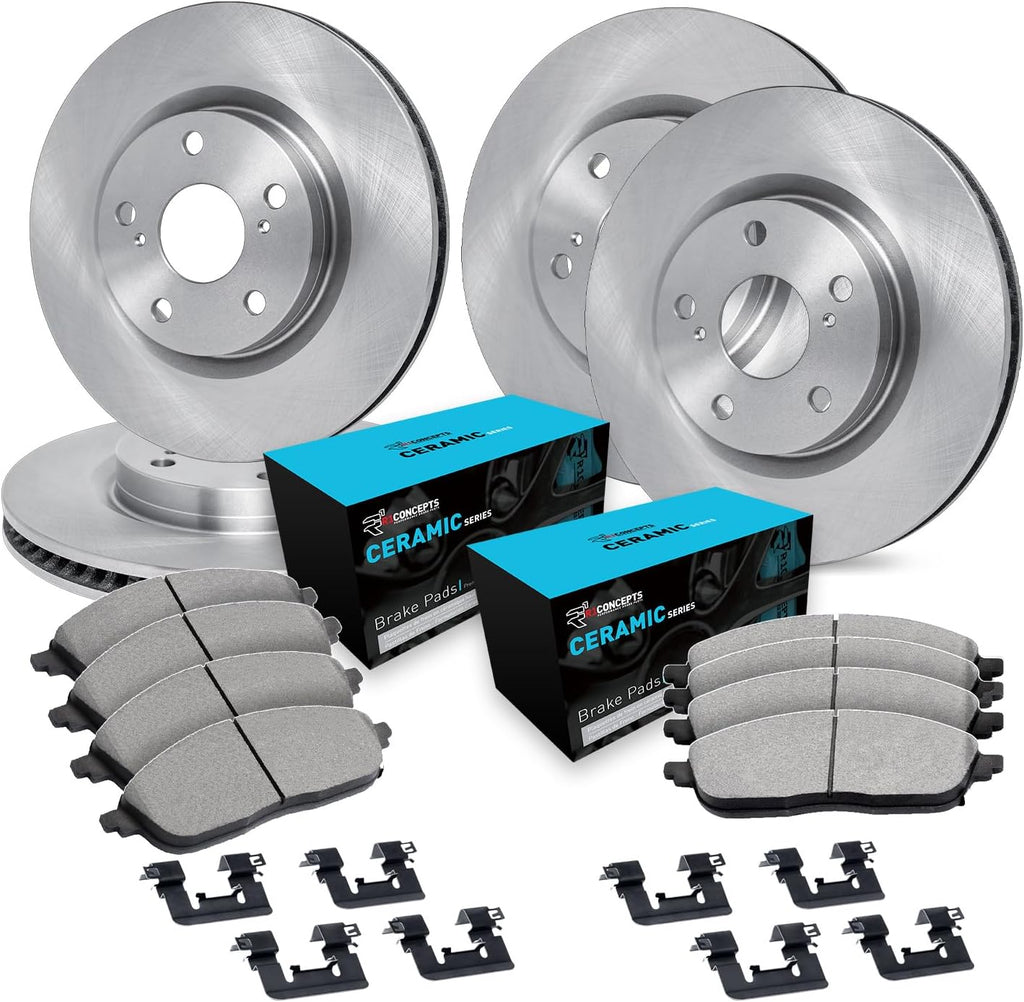 R1 Concepts Front and Rear Brake Kit Fits 2006-2011 Honda Civic| Ceramic Pads, Blank Rotors| Hardware| 10.3' Front & 10.2' Rear