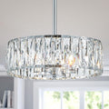 K9 Crystal Chandeliers, 4-Light Modern Pendant Light Fixture for Living Room, Dinning Room, D15 × H9~47inch(Adjustable Height), Chrome Finish Frame & K9 Crystal