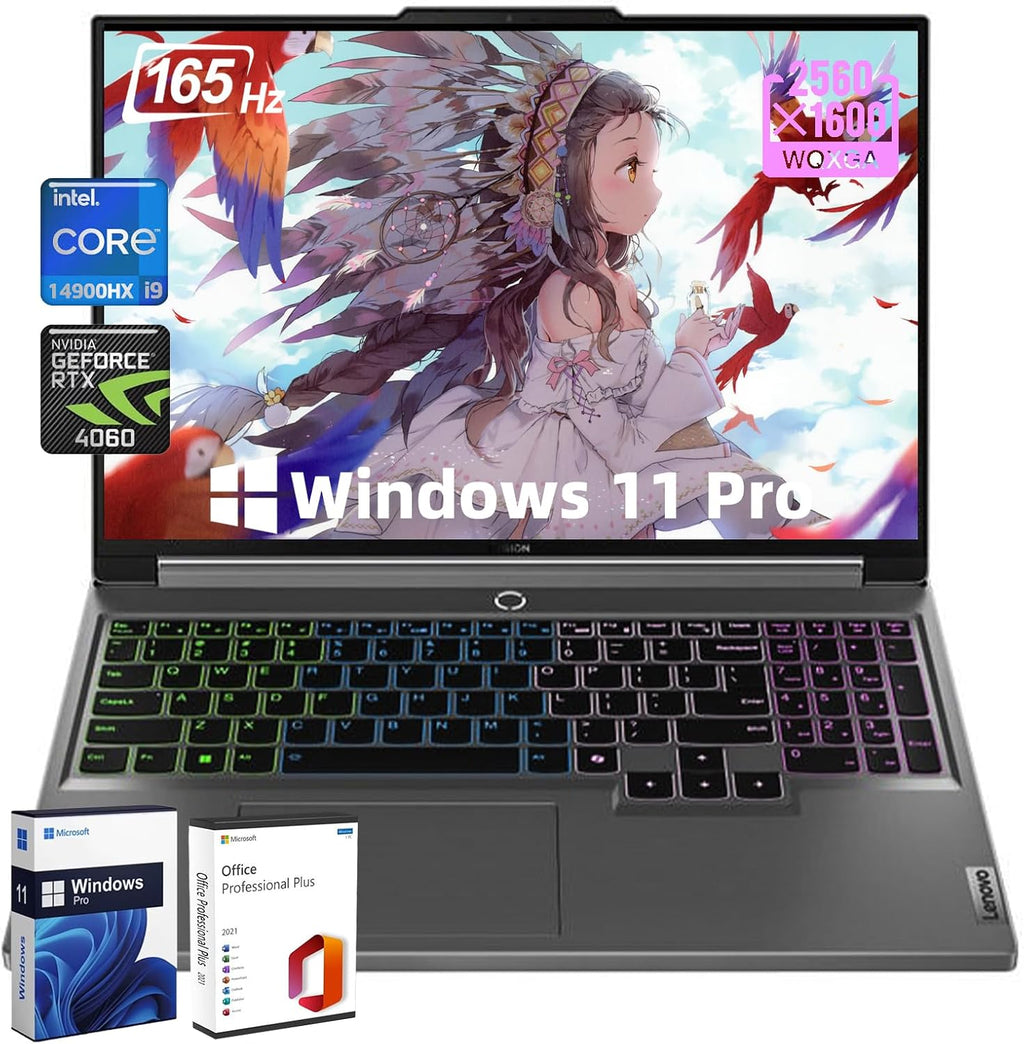 Lenovo Legion Pro 5i Gaming-Laptop - 16' WQXGA 165Hz Display, Intel Core i9-14900HX, NVIDIA RTX 4060, NVIDIA RTX 4060, 64GB DDR5, 1TB SSD, 4 Zone RGB, Windows 11 Pro & Lifetime Microsoft Office