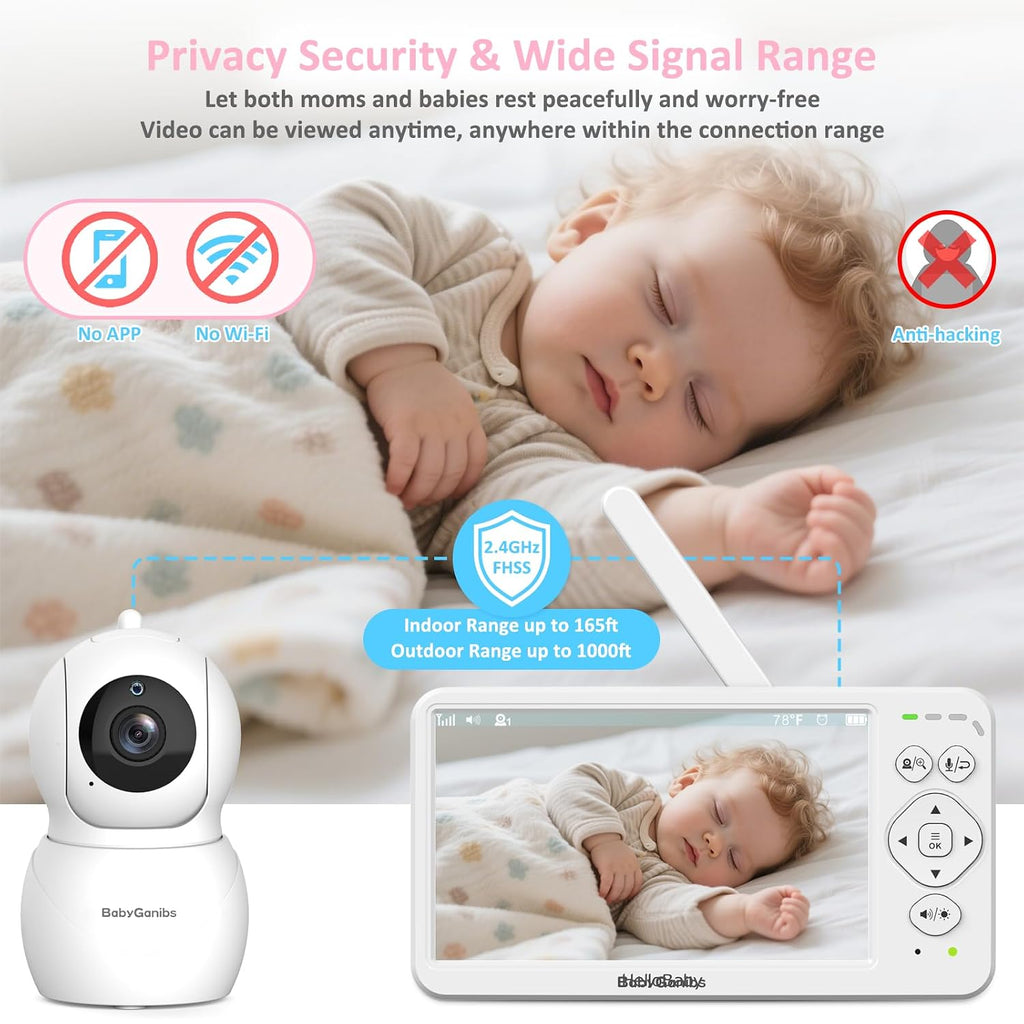 6' Big Screen No WiFi Baby Monitor with 3 Cameras, 1000ft Long Range, 2-Way Talk, 8 Lullabies, ECO Mode, Infrared Night Vision, 150 Languages, Perfect Baby Shower,Baby Register Gift