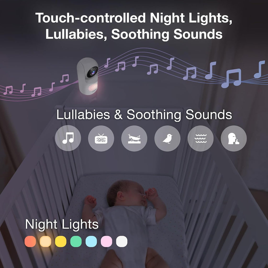 VTech Baby Monitor with 2 Cameras No WiFi & 5.5' IPS Split Screen, Remote Pan Tilt Zoom – 13Hr Video Battery, 1000ft Range, Night Vision, Night Light, Two-Way Talk | Advanced HD Plus Twin