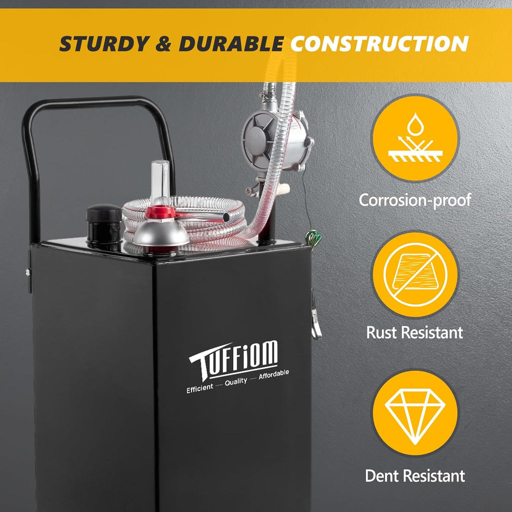 TUFFIOM 30 Gallon Fuel Gas Caddy with Swivel Wheels & Manual Siphon Pump, Portable Diesel Transfer Storage Tank w/8.9ft Hose, Gas Can for ATV Car Mowers Tractor Boat Motorcycle