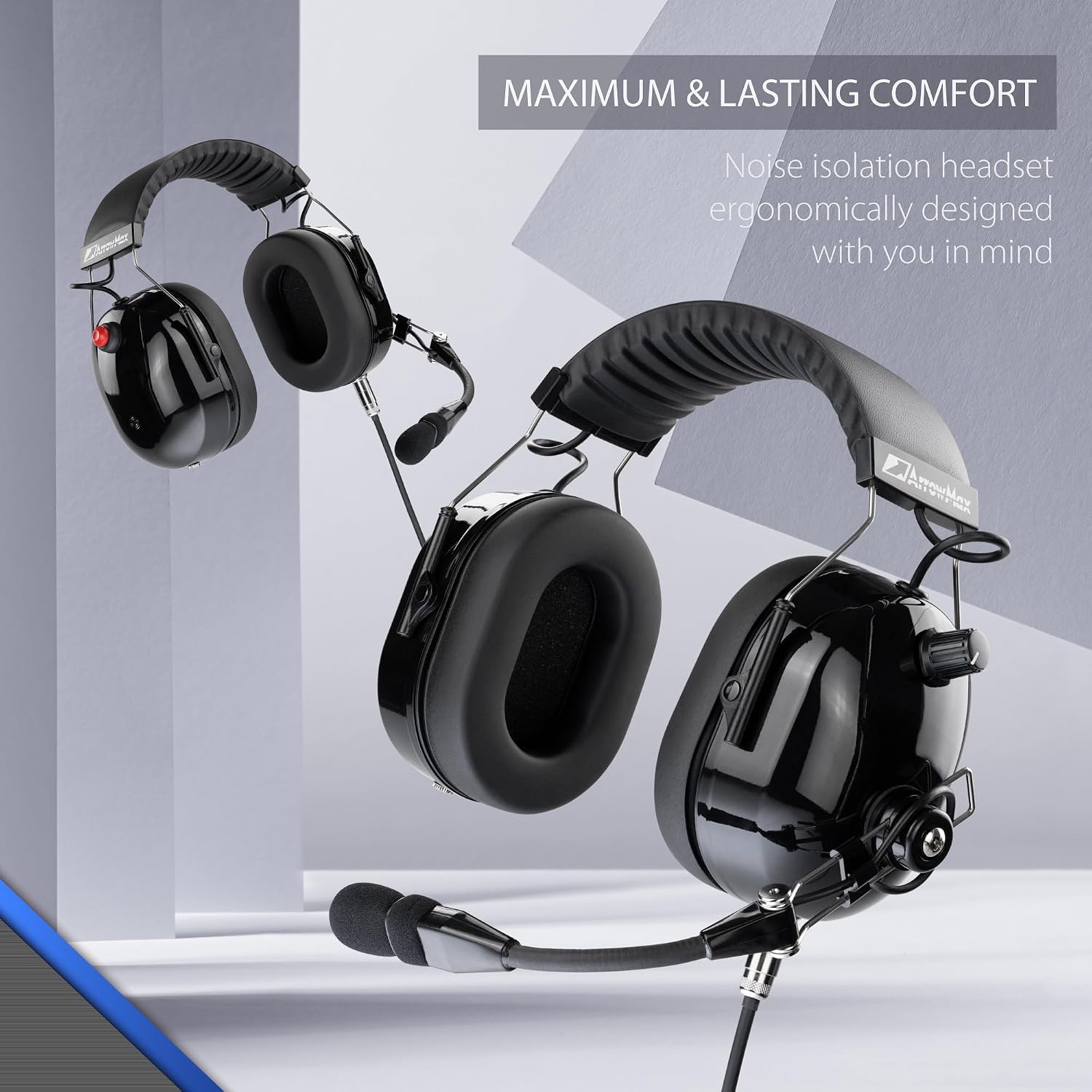 Arrowmax AHDH0042-BK-M1 Over The Head Noise Cancelling Headphone Compatible with Motorola CP200D CP100D R2 DEP450 BPR40D CP200 CP185 BPR40 Yaesu FT-65 FT-25 FT-4X/V XiR P3688