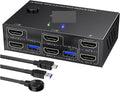 USB 3.0 HDMI Displayport KVM Switch 2 Monitor 2 Computer 4K@60Hz 2K@144Hz,Dual Monitor KVM Switch for 2 PC Share 4 USB 3.0 Ports(202HH with EDID)