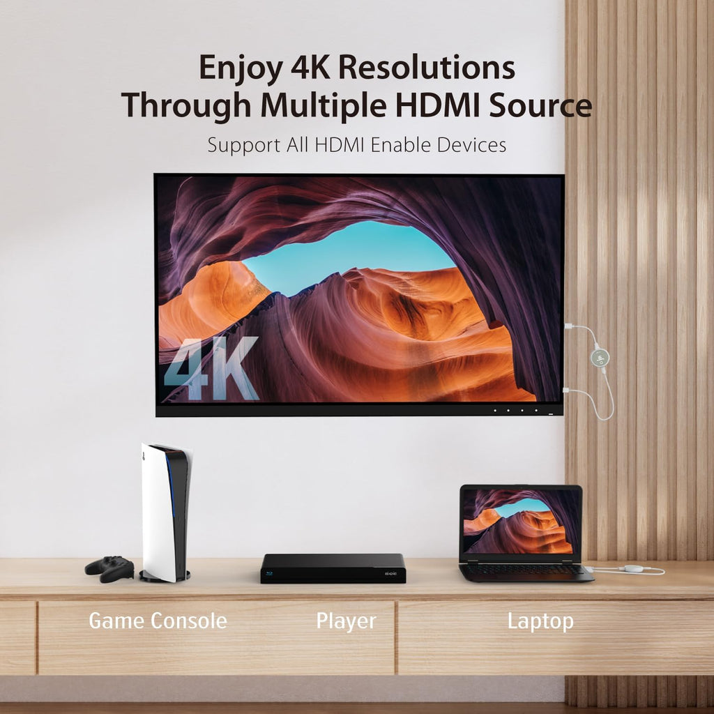 j5create ScreenCast 4K Wireless HDMI Transmitter and Receiver, Wireless HDMI Extender, Support 4K30Hz / 1080p60Hz, 2.4/5GHz, from Laptop/PC/Player/TV Box to Monitor/Projector/TV (JVAW75)