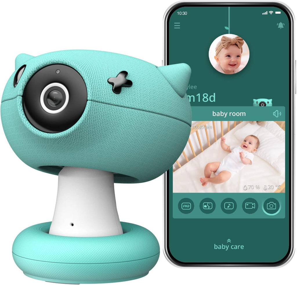 Pixsee Smart Video Baby Monitor, Full HD Camera and Audio with Night Vision, Cry Detection, Temperature Humidity Sensors, 2 Way Talk, Encrypted Wireless WiFi for Phone App, Supports Alexa