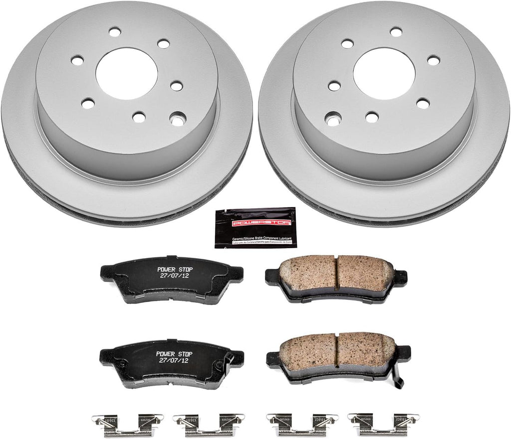 PowerStop Rear Brake Kit for Nissan Frontier 2005-24 |Xterra 2005-15 |Suzuki Equator 2009-12 - Fully-Coated Disc Rotors with Z17 Ceramic Brake Pads Replacement, CRK4621