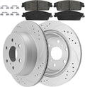 AUTOCLUB 13.58' Rear Brake Kit, for 2007 2008 2009 2010 2011 2012 2013 Chevy Silverado 1500 Brake Pads and Rotors, for Chevy Avalanche Suburban GMC Yukon XL 1500 Brakes, Drilled Slotted Replacement