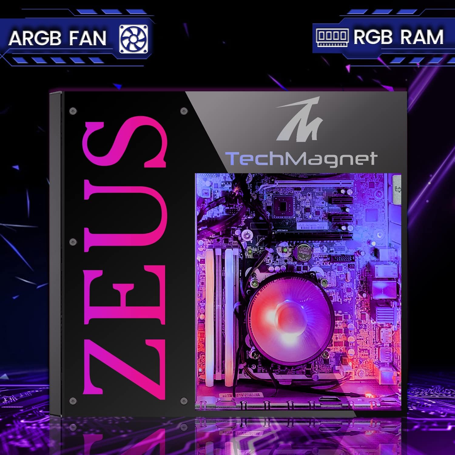 TechMagnet Gaming Desktop PC, Intel i5 6th Gen, Zeus Pro 6, RX 550, 16GB RAM, 1TB SSD, 24 Inch Curved Monitor, RGB Keyboard Mouse, Speaker, Headphone, Webcam, Windows 11 (Renewed)