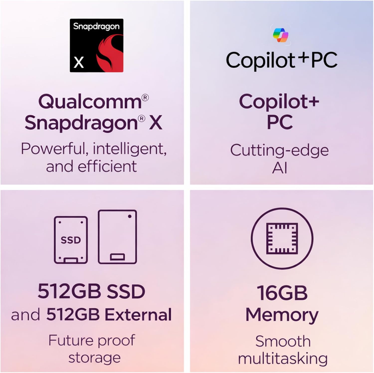 Lenovo IdeaPad Slim 3X - 15.3' WUXGA Touchscreen - Snapdragon X 8-Core (Beats Intel i7-1255U) - 16GB DDR5 RAM - 1TB Storage (512GB SSD and 512GB External) - Backlit Keyboard - Fingerprint Reader