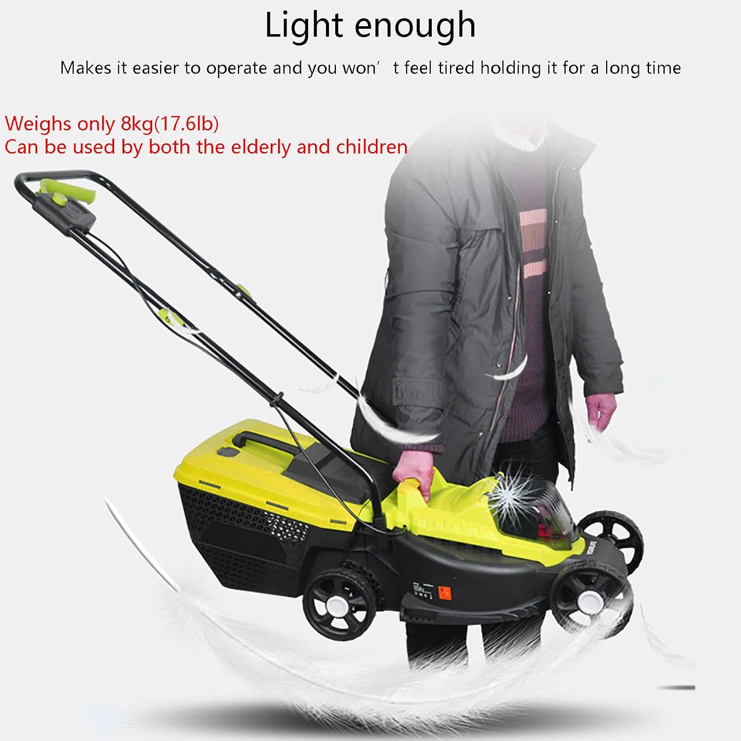 40V 33 cm(13 in) Cordless Electric Push Lawn Mower, with 3-Position Height Adjustment, Compact and Lightweight Battery Powered Lawn Mower (2 * 4AH Batteries & Charger Included)