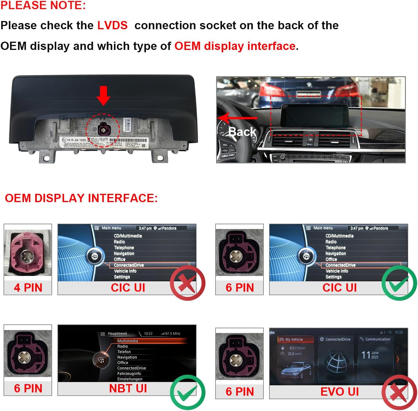 PEMP 10.25' Linux Screen for BMW (2012-2017) 3 Series F30 NBT CIC System, CarPlay Support iOS 26 Android Auto Mirror Link with a 720P AHD Revers Camera