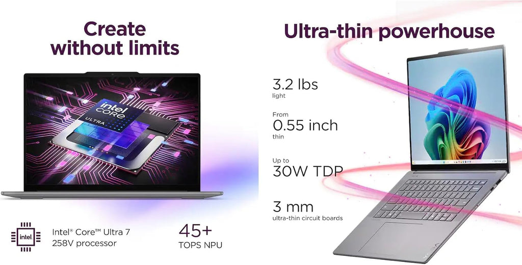 Lenovo Yoga Slim 7i Aura Edition Copilot + Laptop 15.3' Touchscreen IPS 2.8K Display (Intel Ultra 7-258V, 32GB LPDDR5X, 1TB SSD, Intel Arc 140V, Backlit KB, Win 11 Home) w/DKZ USB Port Expander