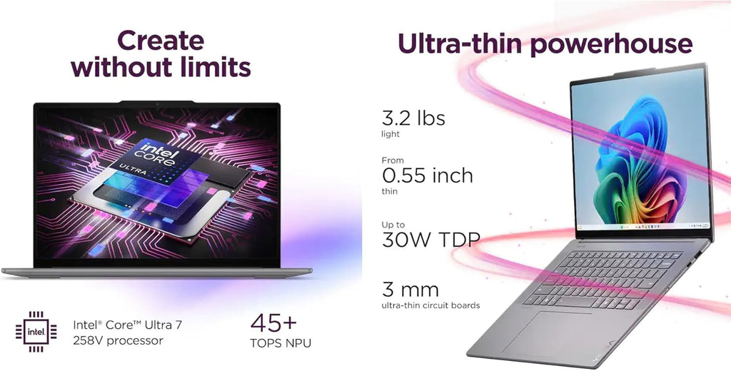 Lenovo Yoga Slim 7i Aura Edition Copilot + Laptop 15.3' Touchscreen IPS 2.8K Display (Intel Ultra 7-258V, 32GB LPDDR5X, 2TB M.2 PCIe SSD, Intel Arc 140V, Win 11 Home) w/DKZ USB Port Expander