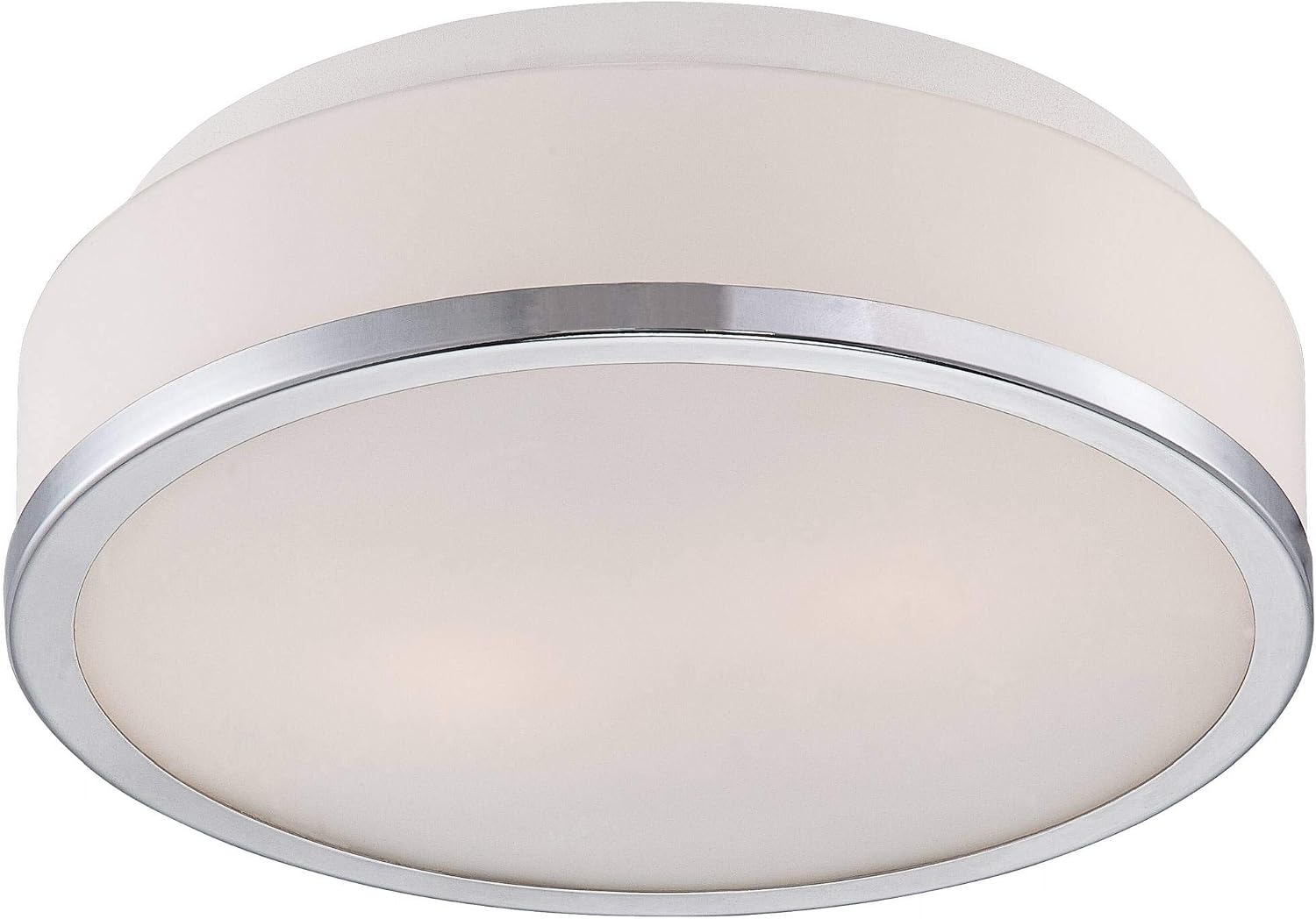 Possini Euro Design Mavis Modern Ceiling Light Flush-Mount Fixture 10 1/4' Wide Sleek Chrome 2-Light White Opal Glass Shade for Bedroom Kitchen Living Room Hallway Dining Bathroom Schoolhouse House
