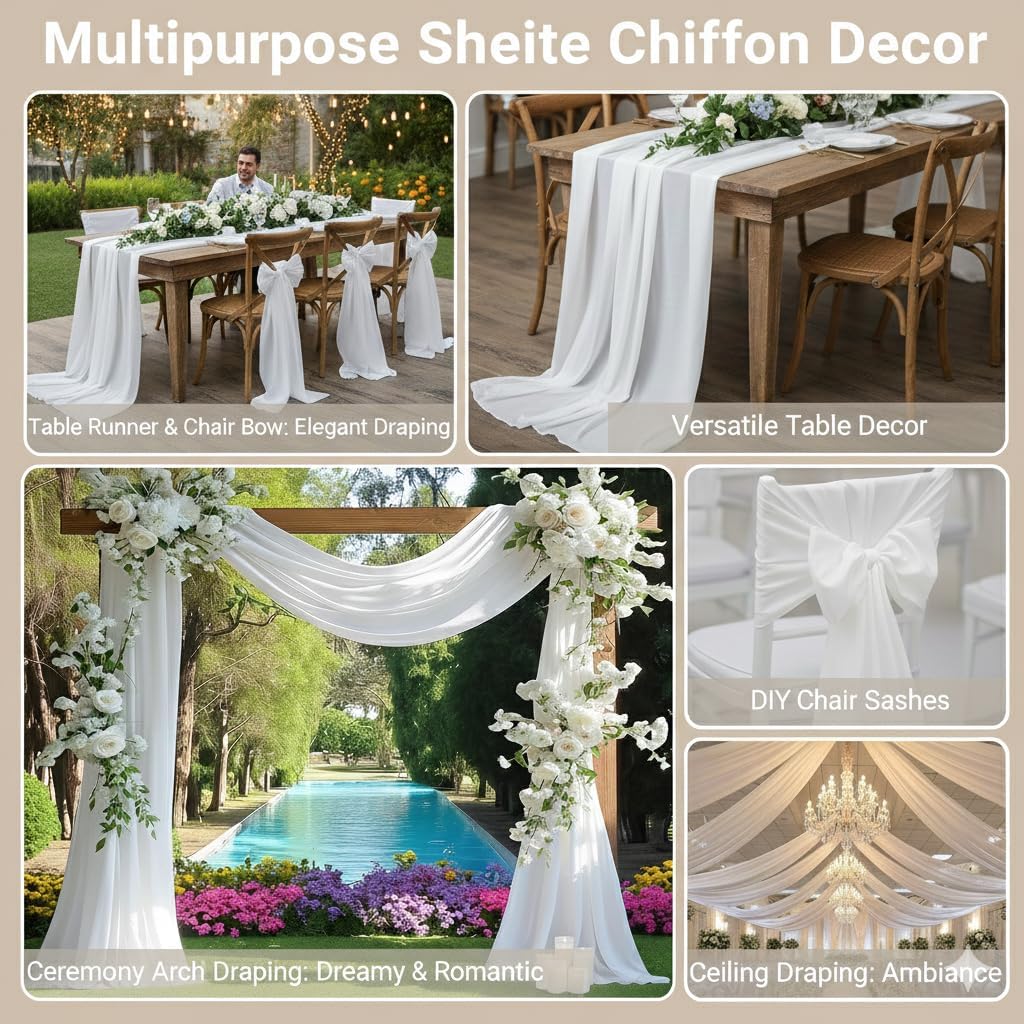 MDS Pack of 20 | Dusty Pink | 10ft Chiffon Table Runner 29x120 Inches Long Romantic Rustic Sheer Gauze Runner for Wedding Bridal Shower Birthday Banquets Engagement Spring Easter Boho Decorations