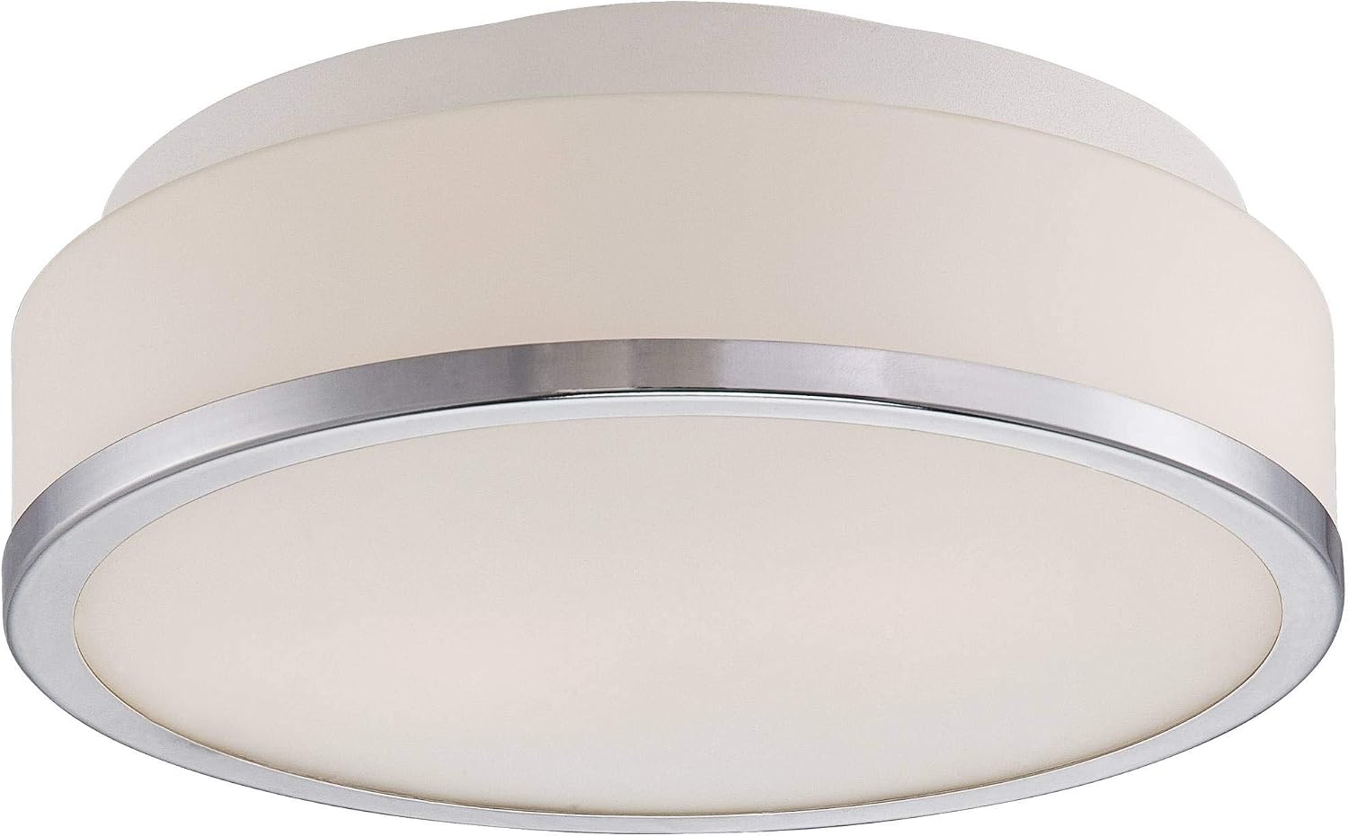 Possini Euro Design Mavis Modern Ceiling Light Flush-Mount Fixture 10 1/4' Wide Sleek Chrome 2-Light White Opal Glass Shade for Bedroom Kitchen Living Room Hallway Dining Bathroom Schoolhouse House
