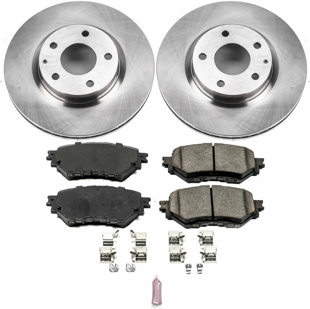 PowerStop Front Brake Kit for Mazda 3 2017-18 - Z17 Ceramic Brake Pads & Disc Rotors Replacement, KOE7517