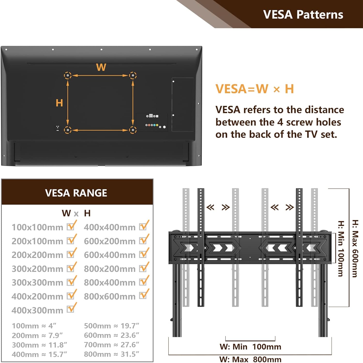Mobile TV Cart Rolling TV Stand with Wheels for 55-120 Inch LCD LED Flat Curved Screens up to 250 lbs, Max VESA800x600 mm Heavy Duty Portable Floor TV Stand Large Base Trolley Height Adjustable