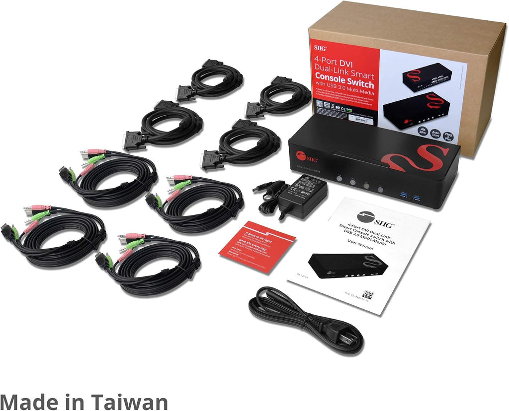 SIIG 4-Port DVI Dual-Link KVM Switch Smart Console with USB 3.0 Multi-Media (CE-DV0211-S1)