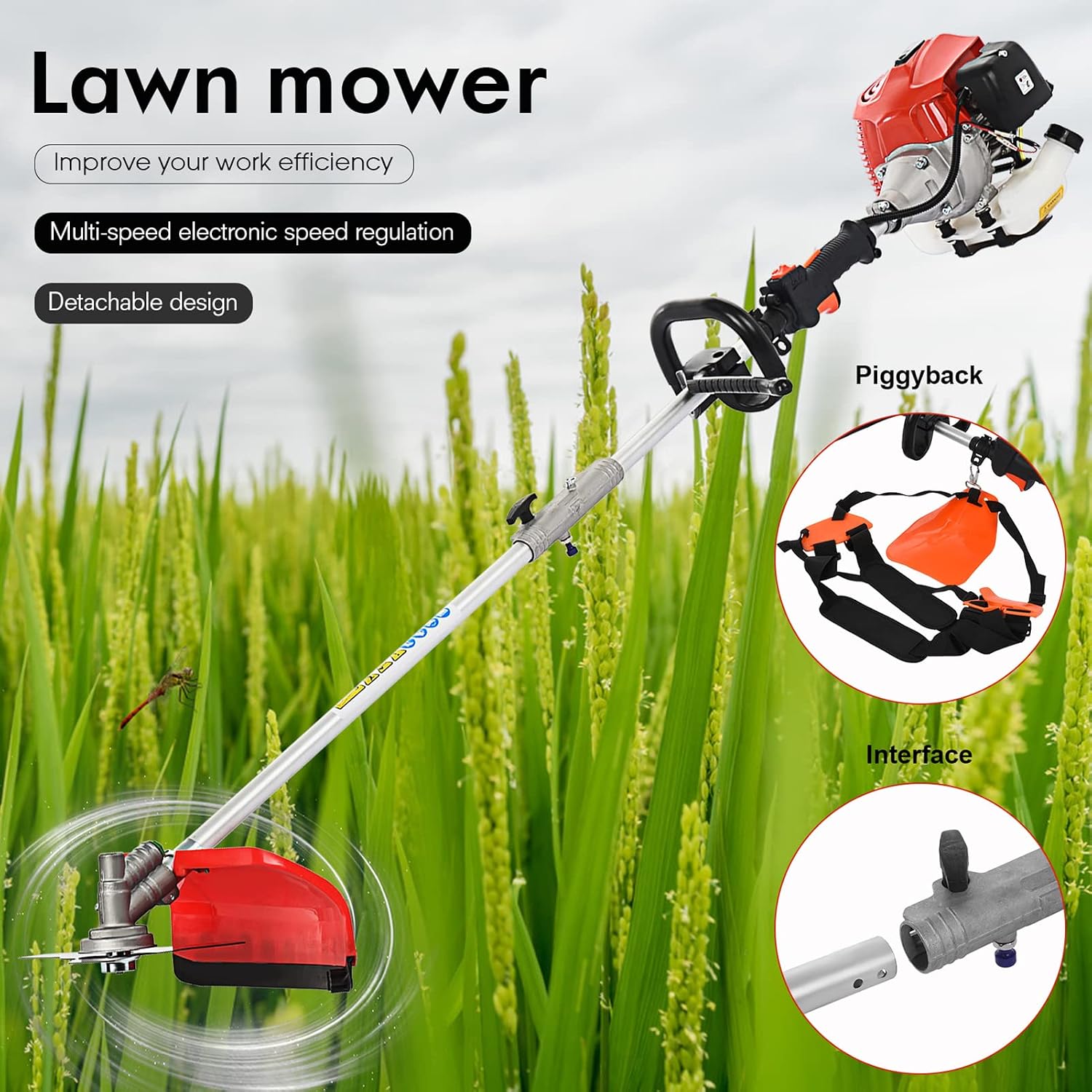52CC 2-Stroke Gas Weed Eater/Brush Cutter,5 in 1 Gas String Trimmer, Maximum Power/Speed - 2.3KW/8500rpm & Multi Functional Gas Weed Wacker for Yard & Garden