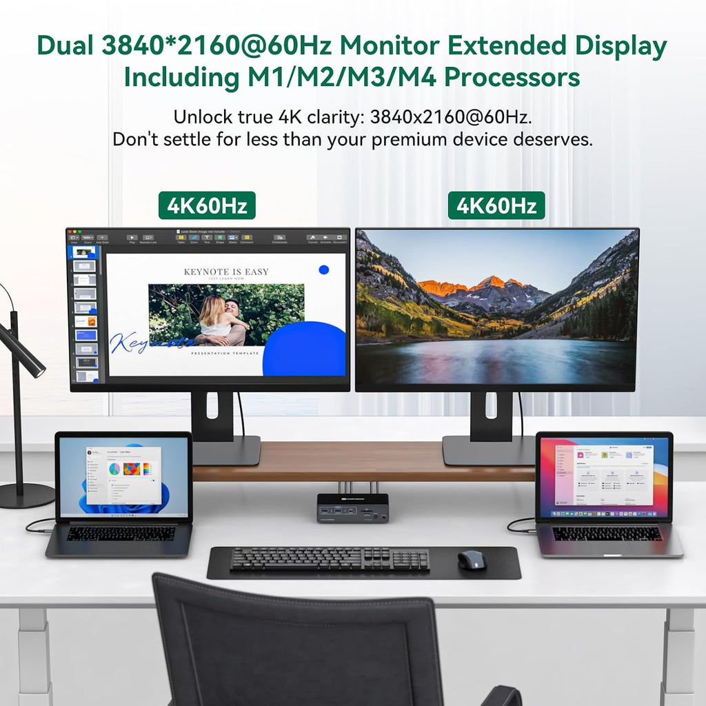 Thunderbolt 4 kvm Switch Docking Station for 2 Monitors 2 laptops or Macbooks
