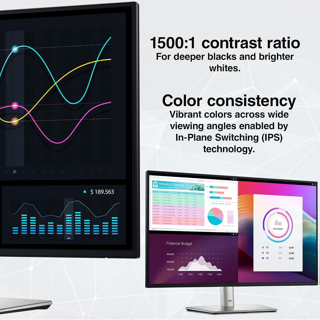 Dell P2225H 22″ Full HD (1920×1080) IPS LED 100Hz Monitors (2X) Dual Screen Setup, Comfortview Plus, Ultra-Slim Bezel + 2 × USB-C Cables + Cleaning Kit