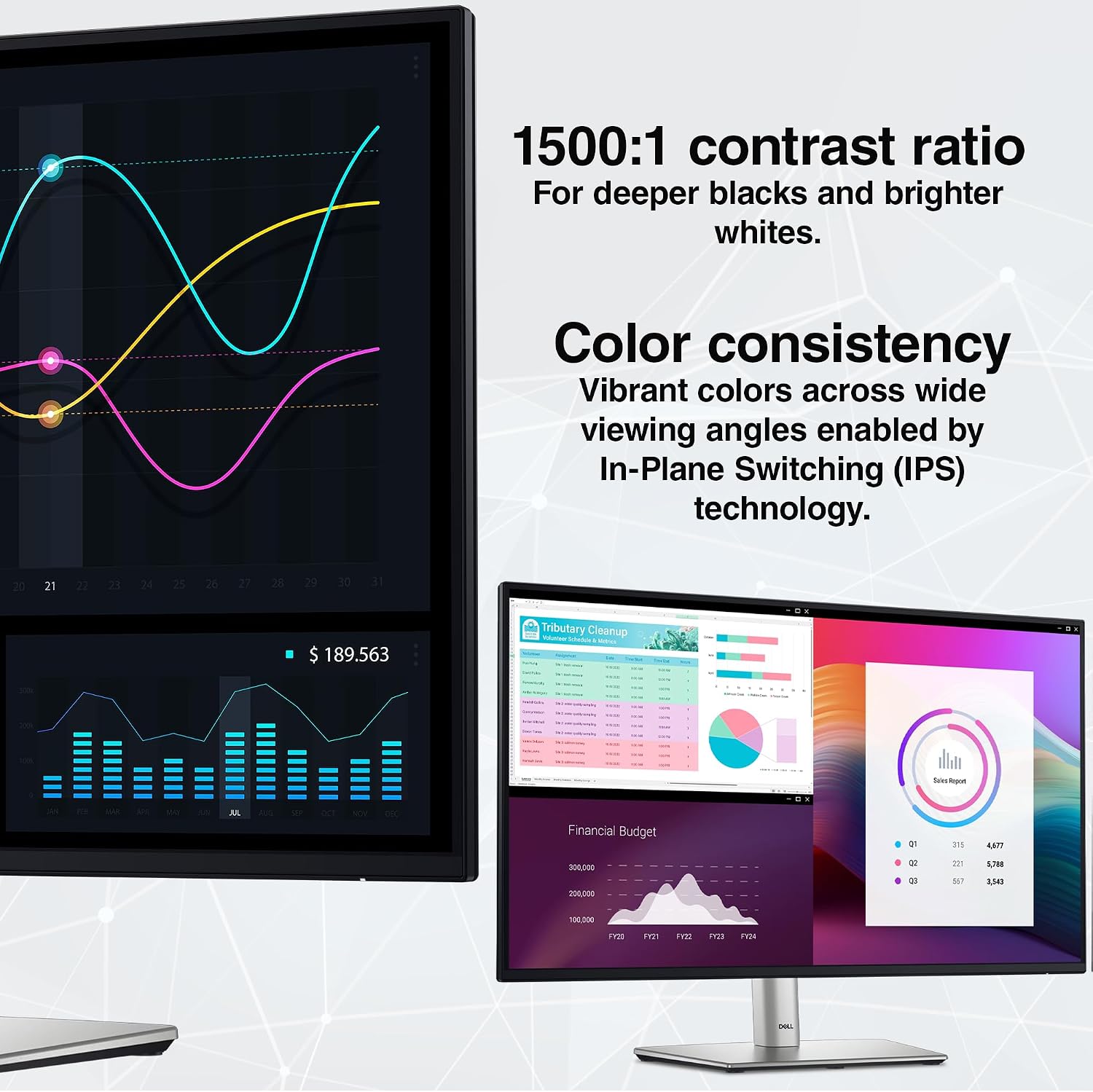 Dell P2225H 22″ Full HD (1920×1080) IPS LED 100Hz Monitors (2X) Dual Screen Setup, Comfortview Plus, Ultra-Slim Bezel + 2 × USB-C Cables + Cleaning Kit