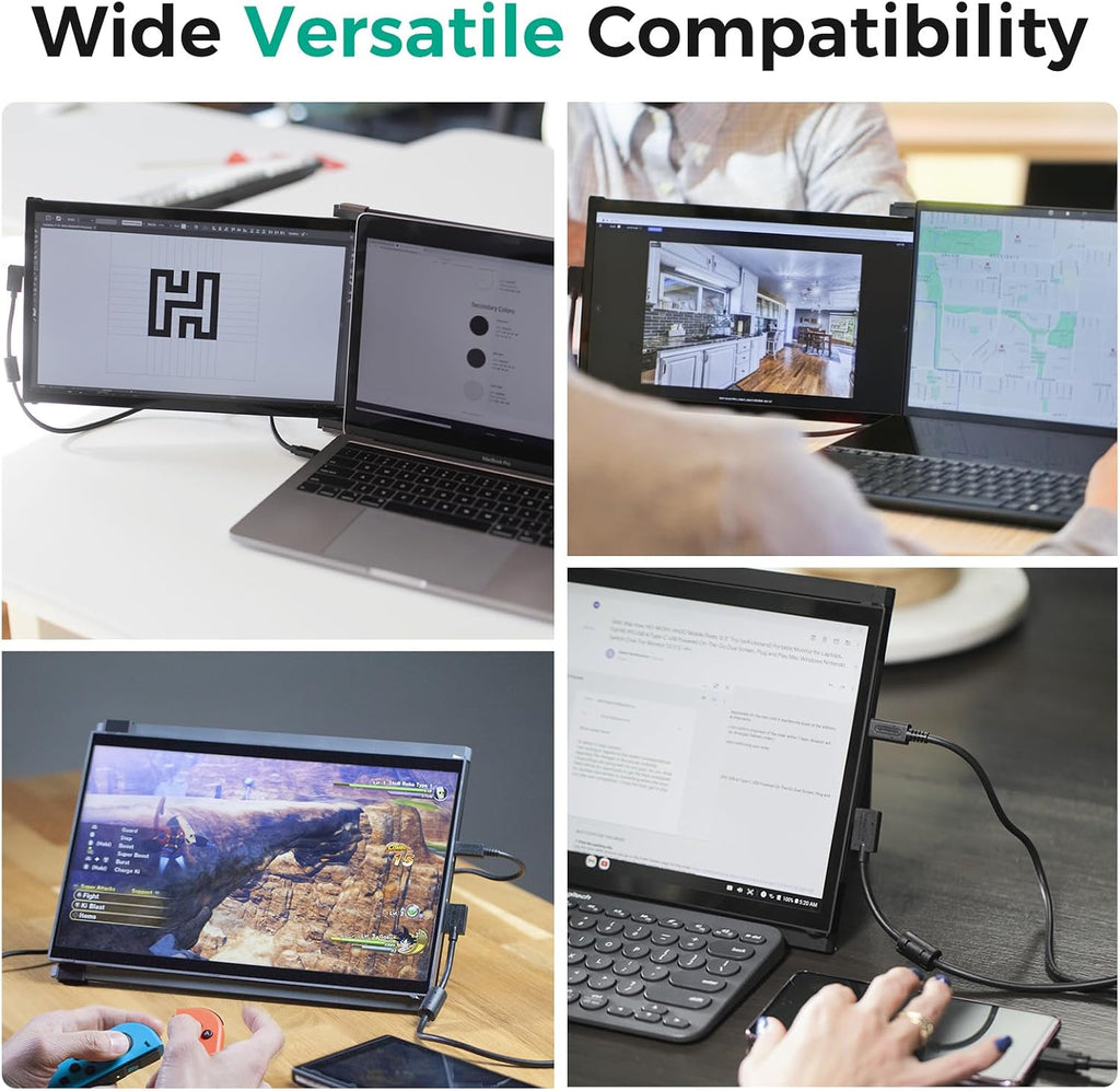 New Mobile Pixels Duex Plus Portable Monitor for Laptop, 13.3' 1080P FHD Ultimate Portable Laptop Monitor Extender, USB C/USB A, Windows/Mac/Android/Switch Compatible