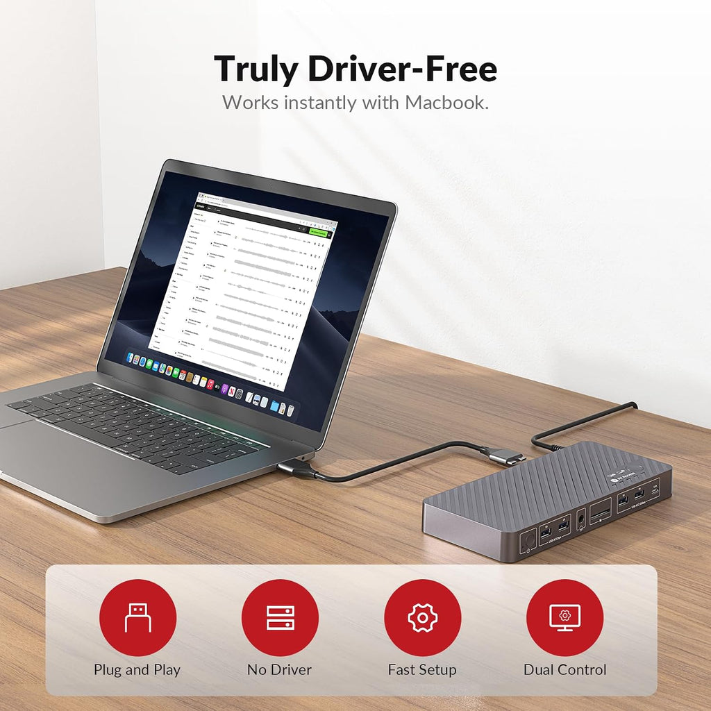 AV Access KVM Switch Docking Station for MacBook Desktop PC, USB C KVM Switch 2 Monitors 2 Computers, 4K Dual HDMI Displays, Plug&Play, Ethernet, 100W Power Delivery, EDID Emulation
