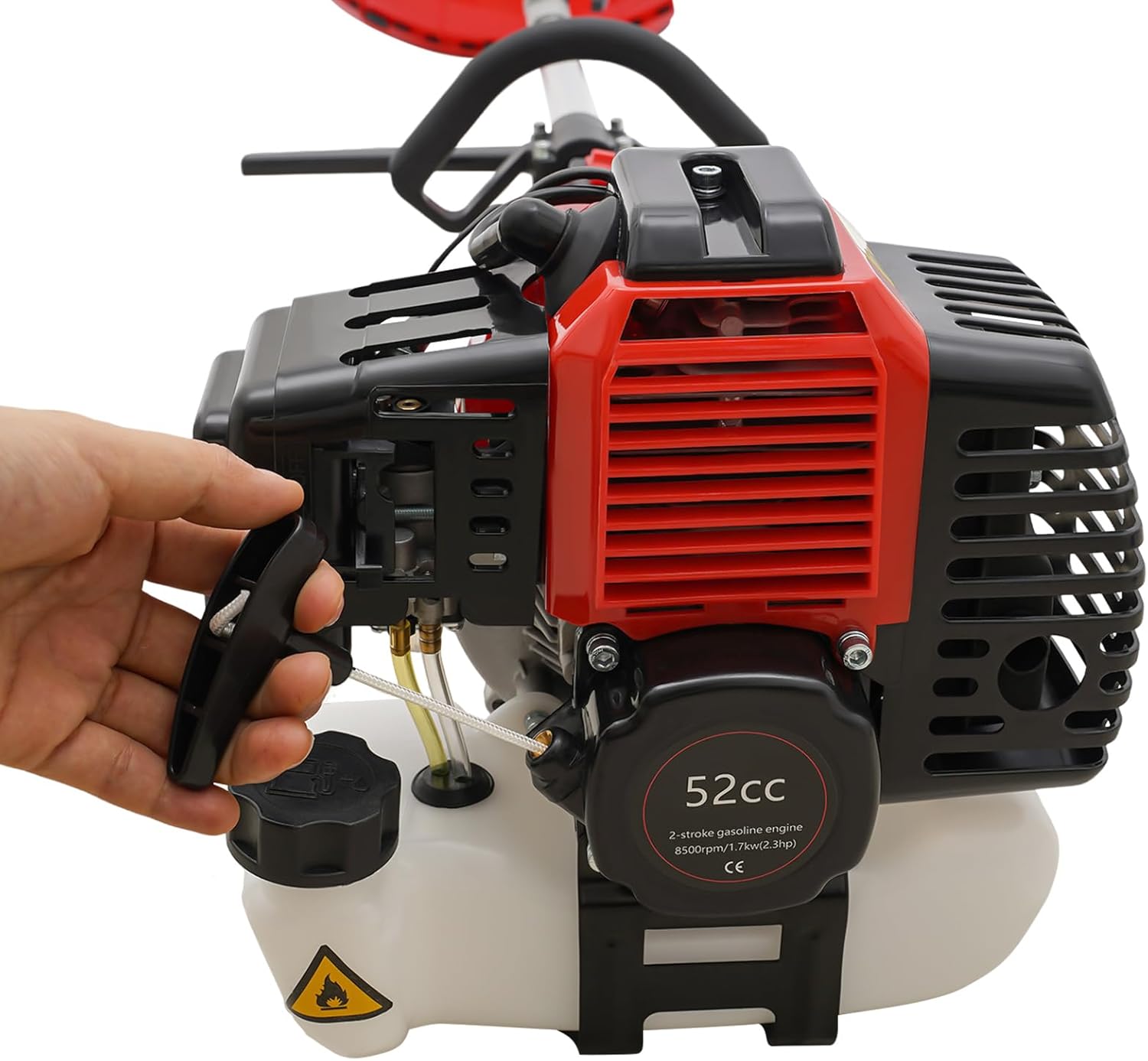52CC Lawnmower 2-Stroke Air-Cooled Single Cylinder Lawn Mower Grass Catcher Tool Reel Mower Gas Powered Lawn Scarifier Sweeper for Garden Yard Park, 1E44F-5 Engine, MT520