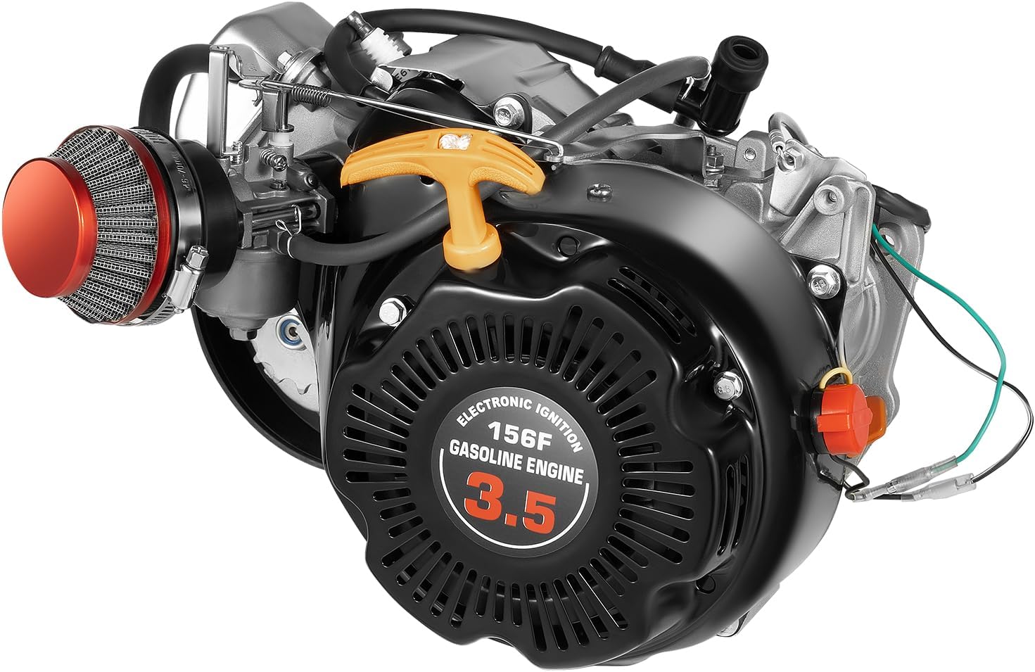 Bepritm 4 Stroke Gas Engine Kits, Single Cylinder Air Cooled Gasoline Motor Engine, Go Kart Motor Engine Kit for Go-Karts Mountain Bikes, Road Bikes (3.5HP 100CC Black&Silver)