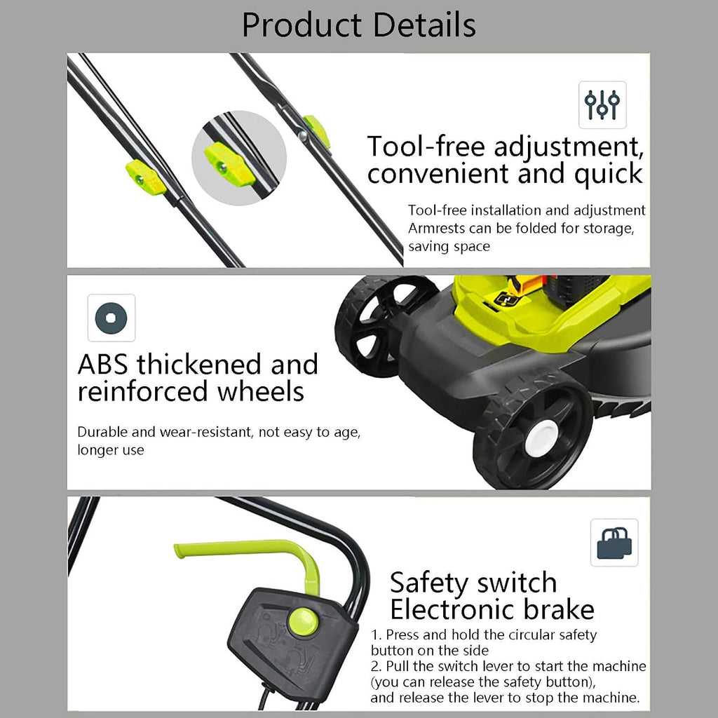 40V 33 cm(13 in) Cordless Electric Push Lawn Mower, with 3-Position Height Adjustment, Compact and Lightweight Battery Powered Lawn Mower (2 * 4AH Batteries & Charger Included)