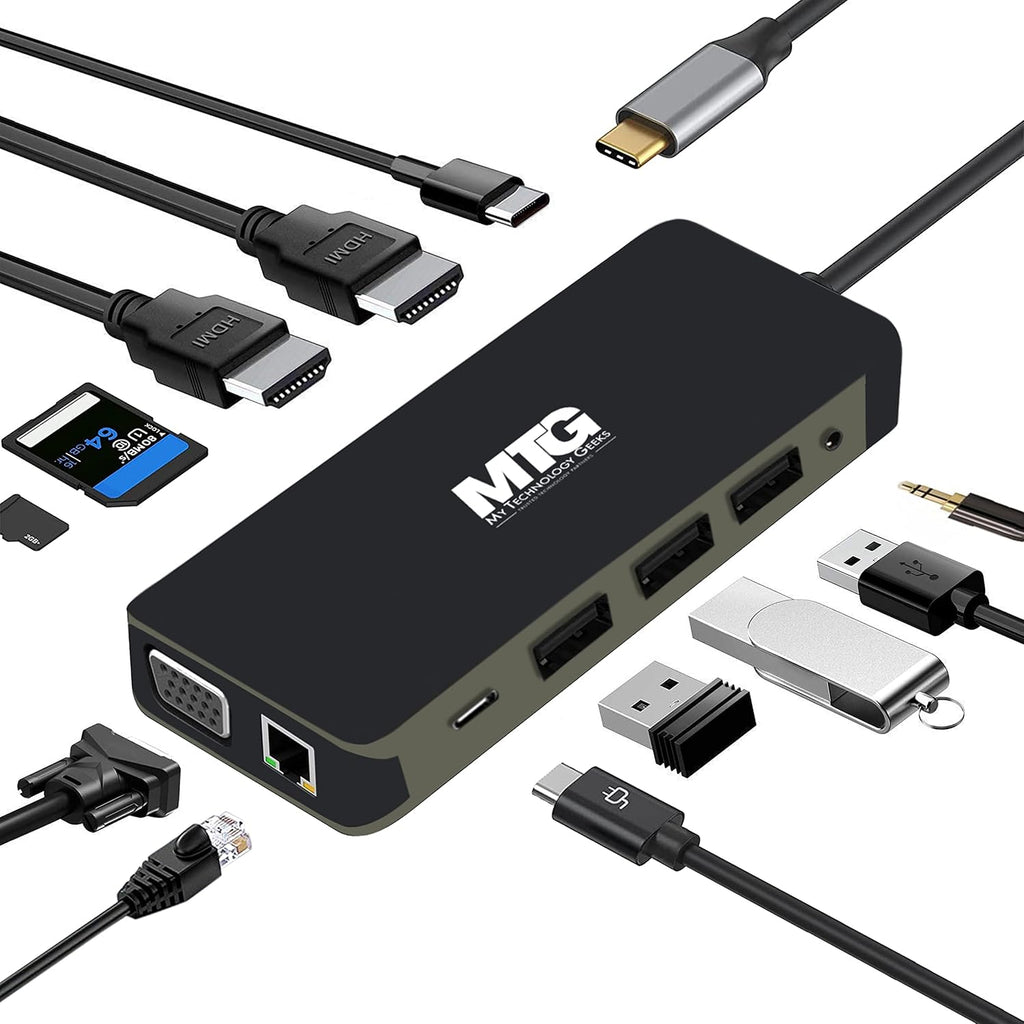 MTG Desktop Bundle 24' 1080p LCD Monitor - Full HD, 75Hz, 3ms, VESA Mountable, USB C Docking Station 10 in 1 Hub (Power Adapter not included) for Windows and Mac, with MTG USB wired Keyboard and Mouse