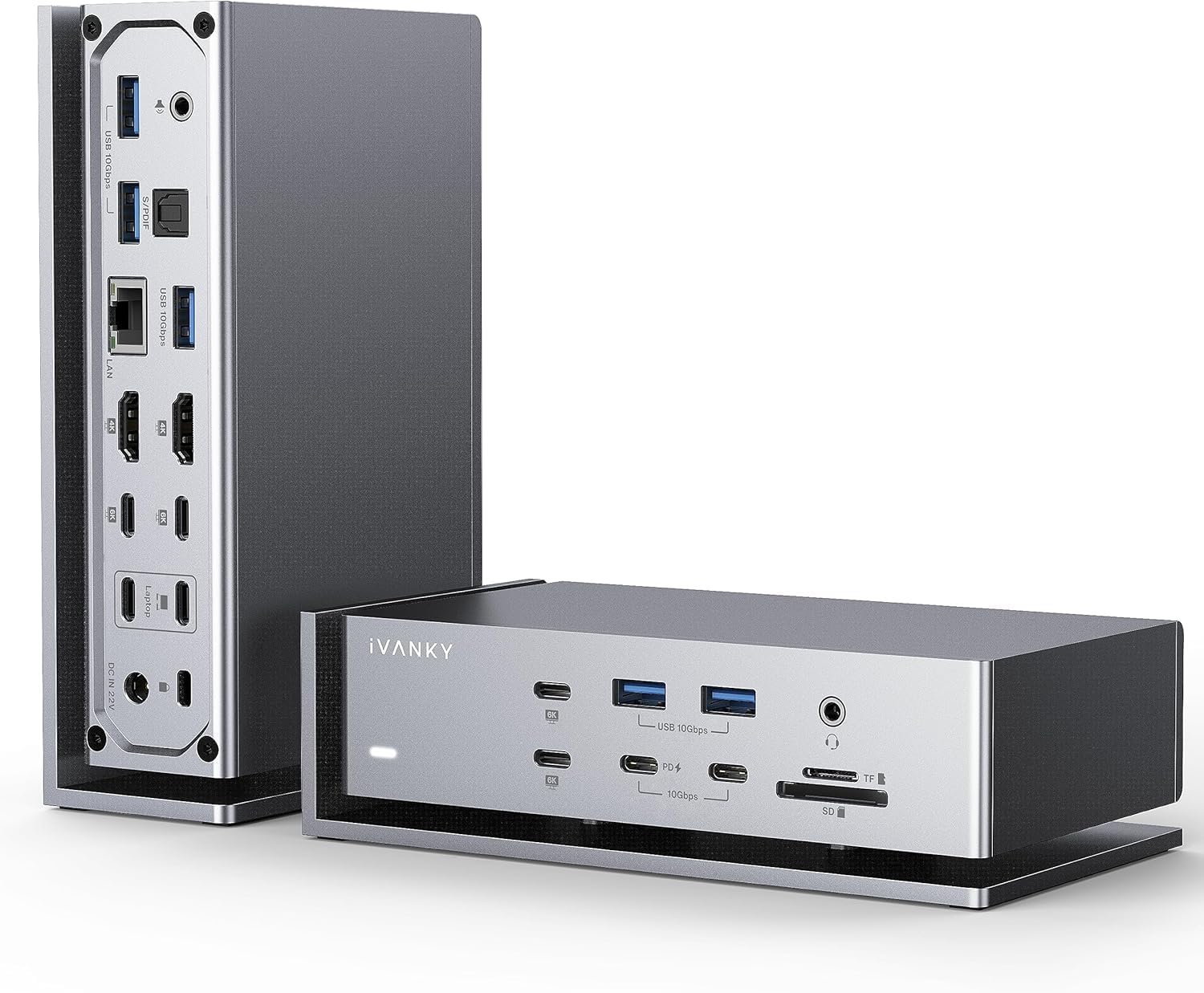 iVANKY FusionDock Max 1 Dual Thunderbolt 4 Chips, 20-in-1 Quad 6K@60Hz Monitor MacBook Docking Station, 40Gbps Dock for Mac M1/M2/M3 Pro/Max, 2HDMI 2.0, 96W PD, 10Gbps USB, 2.5 GbE