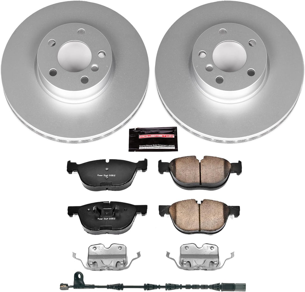 PowerStop Front Brake Kit for BMW X5 2011-18 | BMW X6 2011-19 - Fully-Coated Disc Rotors with Z23 Carbon-Fiber Ceramic Brake Pads Upgrade, CRK6064