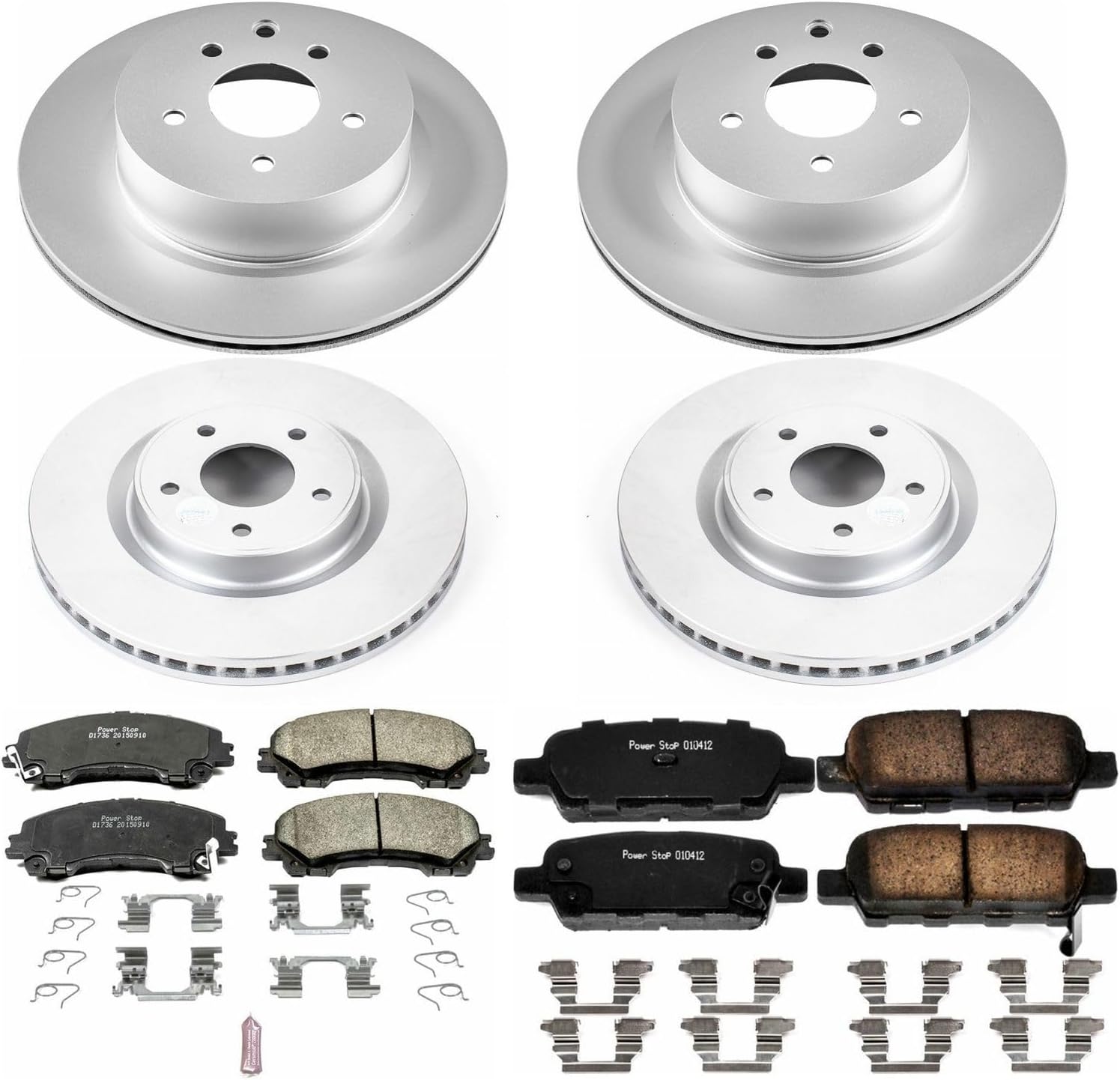 PowerStop Front and Rear Brake Kit for INFINITI QX50 2016-17 | Nissan Z 2023-24 - Fully-Coated Disc Rotors with Z17 Ceramic Brake Pads Replacement, CRK7584