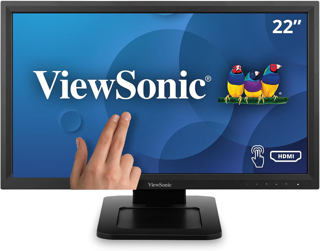 ViewSonic TD2211 22 Inch 1080p Touch Screen Monitor, Single-Point Resistive Touch for Industrial and Commercial Use, Durable 3H Hardness Screen, 100x100 mm VESA Compatible, HDMI, VGA, DVI, USB Hub