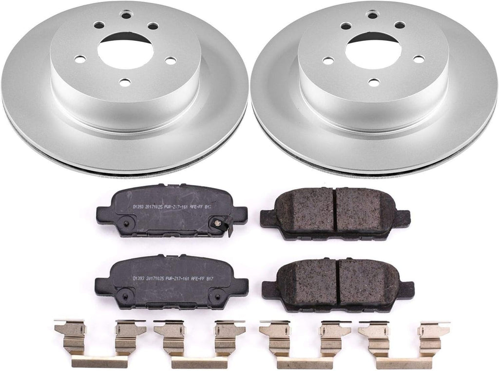 PowerStop Rear Brake Kit for INFINITI EX35 2009-12 |EX37 2013 |Q40 2015 |QX50 2014-17 |Nissan 370Z 2010-19 - Fully-Coated Disc Rotors with Z17 Ceramic Brake Pads Replacement, CRK8062