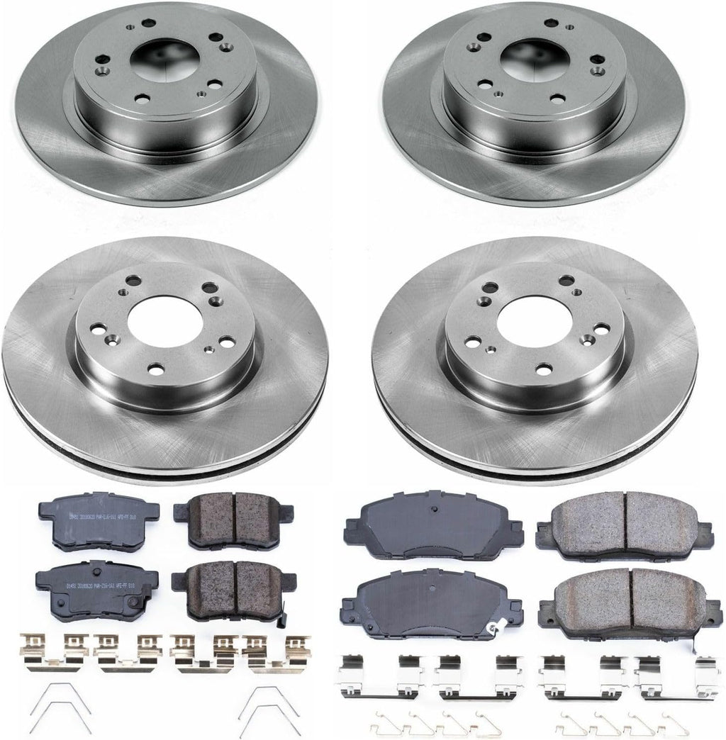 PowerStop Front and Rear Brake Kit for Honda Accord 2016-17 - Z17 Ceramic Brake Pads & Disc Rotors Replacement, KOE7346