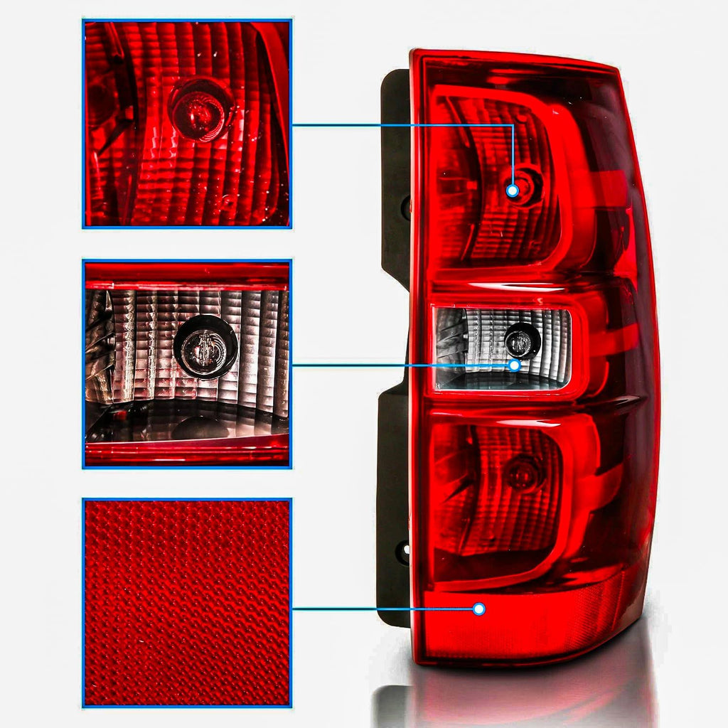 Headlights and Taillights Assembly Combo for 2007-2014 Chevy Tahoe Suburban Head Lamps/Red Rear Tail Brake Signal Lights Replacement Driver and Passenger Side,Black Housing Clear Reflector