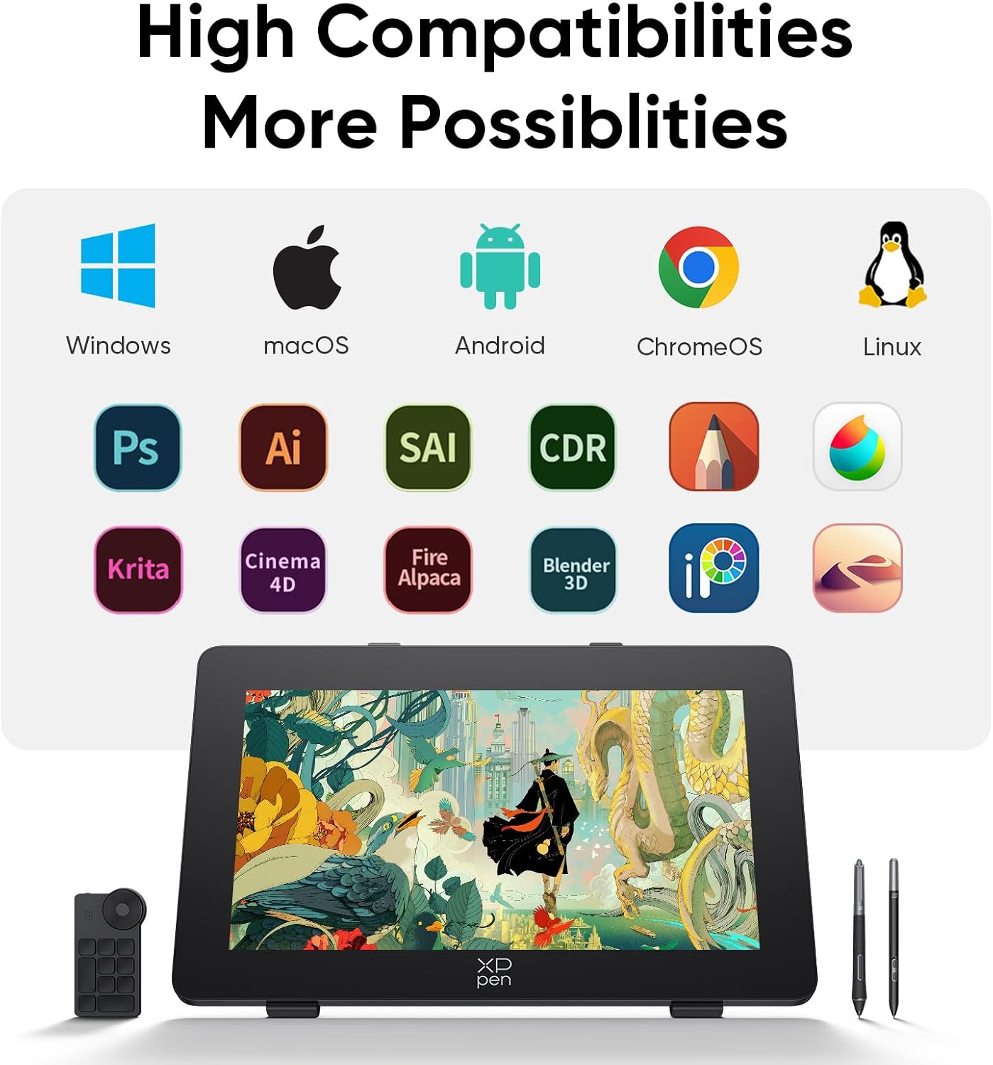 XPPen Artist Pro 24 Gen2 23.8' Drawing Tablet with Screen, △E < 1 Graphic Tablet with Full Laminated AG Screen, Drawing Monitor with Dual 16384 Pen Pressure Battery-Free Stylus, Mini Keydial