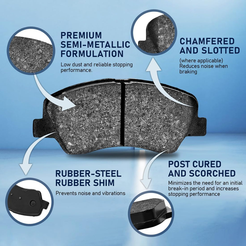 4PCs Semi-Metallic Brake Pads and Rotors Kit Front Replacement for Ford Fiesta 1.6L 2011 2012 2013 2014 2015 2016 2017 2018 2019, for Ford Fiesta 1.0L 2014 2015 2016 2017