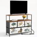 TV Stand with 5 Fabric Drawers Dragon Baby Animals Watercolor Dresser for Bedroom Wide Chest of Drawers Storage Organizer Unit with Open Shelves Power Outlet