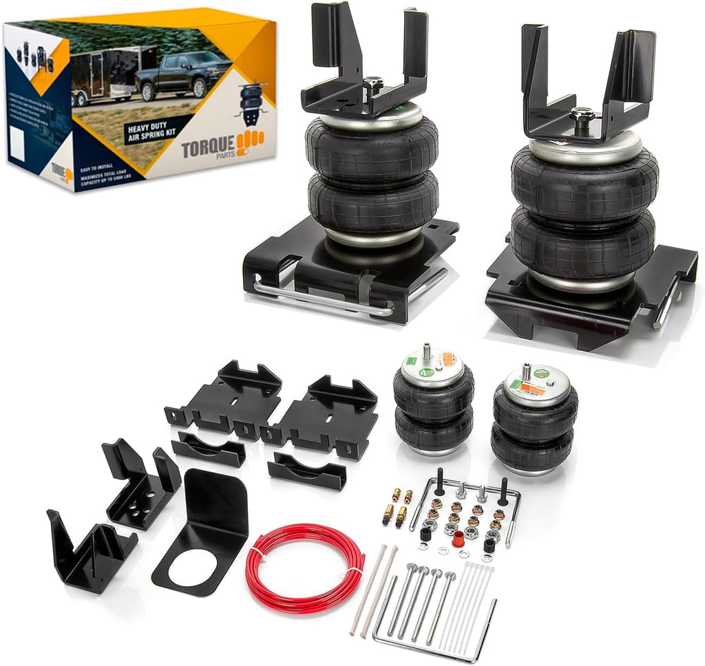 TORQUE Airbag Air Bag Suspension Kit for 2007-2018 Chevrolet Chevy Silverado 1500 and GMC Sierra 1500 2WD 4WD Rear Helper Bag Spring Towing 5000 lbs (Replaces Firestone Ride Rite 2430) (TR2430)