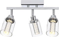 MELUCEE 5-Color Dimmbale LED Track Lighting Kit Chrome Ceiling Mount 3-Light Wall Scones Rotatable Spotlight Ceiling Light Fixture, Kitchen Track Lighting Bathroom Vanity Fixtures, Clear Glass