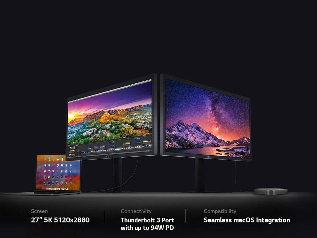 LG 27MD5KL-B Ultrafine 5K Display - Bundle - 27-Inch 16:9 5K (5120 x 2880) IPS Monitor, 500 cd/m Brightness, Thunderbolt 3 / USB Type-C Inputs, MacOS Compatibility with Screen Cleaning Set